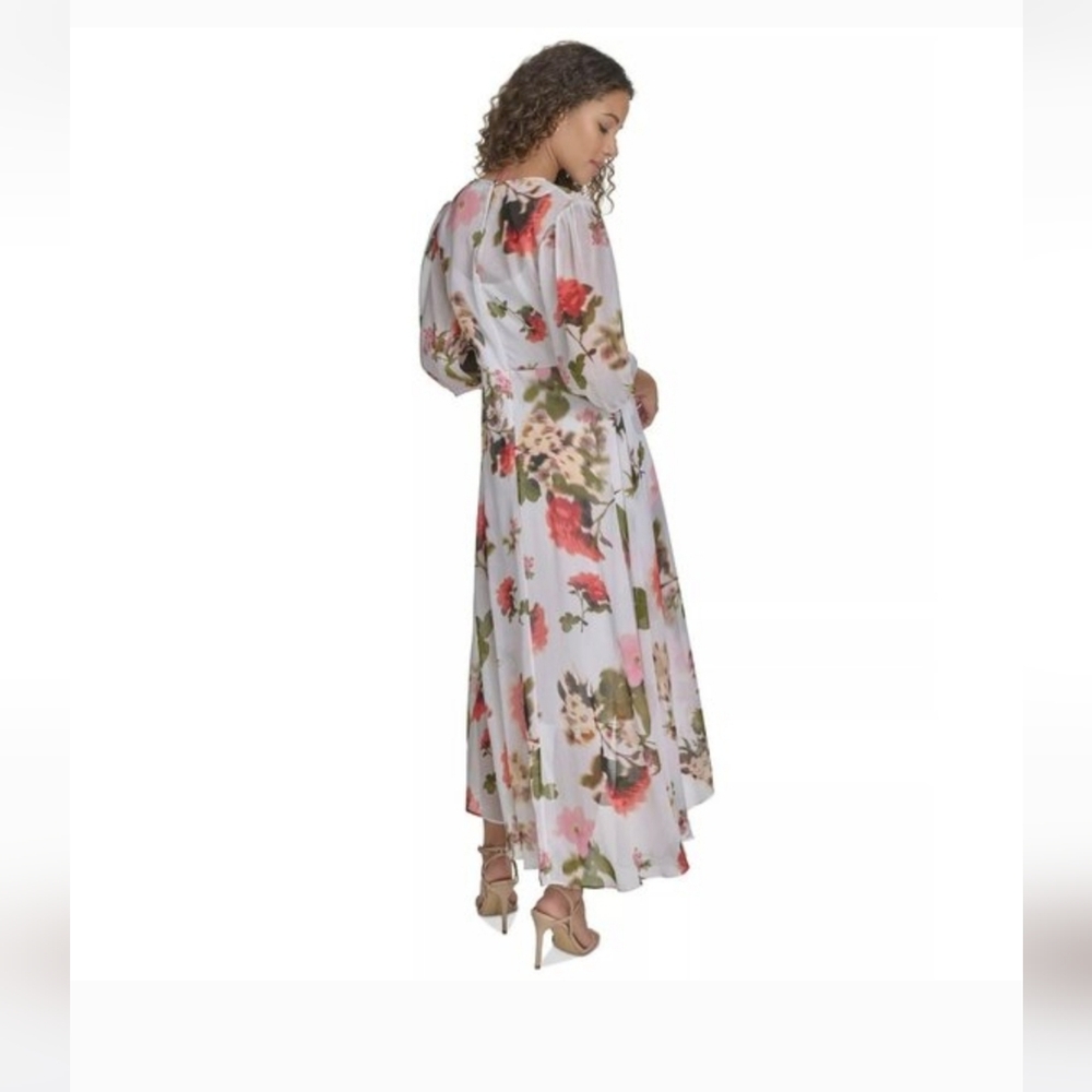 Calvin KleinWomen's Floral-print Faux-wrap Chiffon High-low Dress Sz 4 NWT - Picture 4 of 16